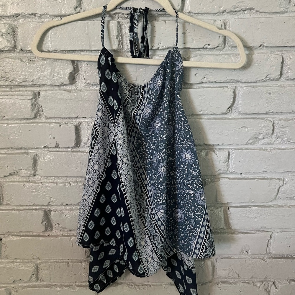 🫐 paisley bandana scarf top 🫐 Olivaceous backless halter top